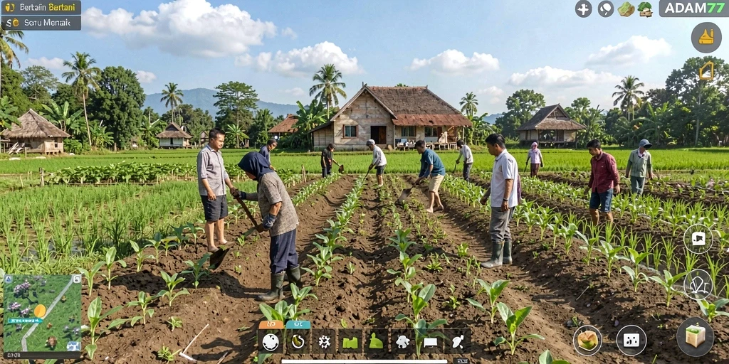 Tampilan menawan dari gameplay pertanian yang seru di ADAM77.