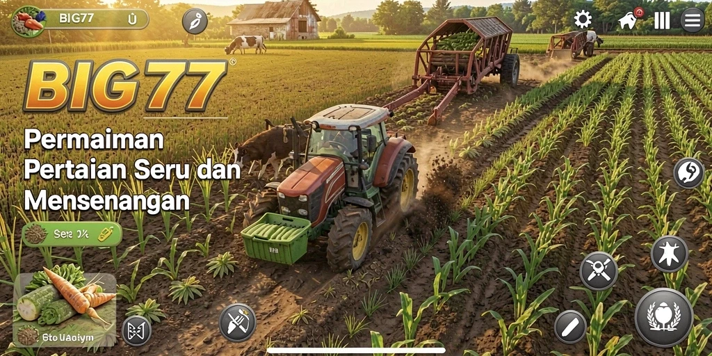 Tampilan gameplay yang menarik di BIG77 saat bertani.