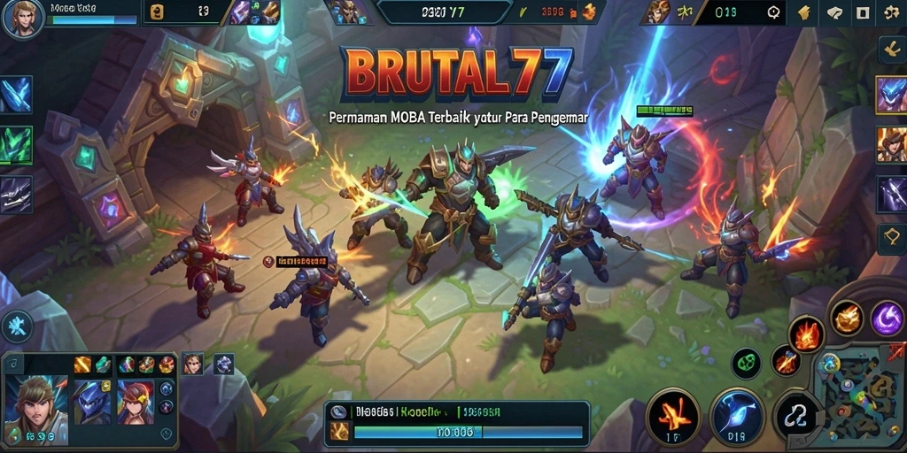 Screenshot gameplay <strong>BRUTAL77</strong> menampilkan pertarungan tim yang intens dan strategis.