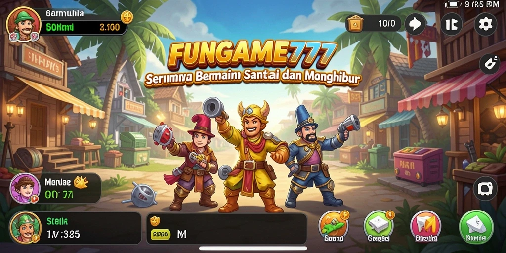 Tangkapan layar utama FUNGAME777 menampilkan aksi gameplay yang seru dan interaktif.