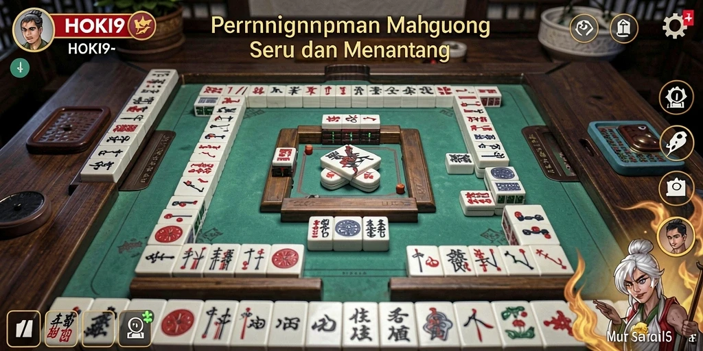 Screenshot gameplay HOKI9 menampilkan keseruan bermain Mahjong.