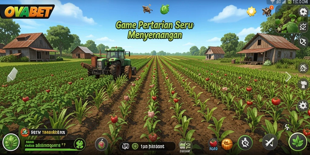 Screenshot utama menunjukkan gameplay pertanian yang menawan di OVABET.