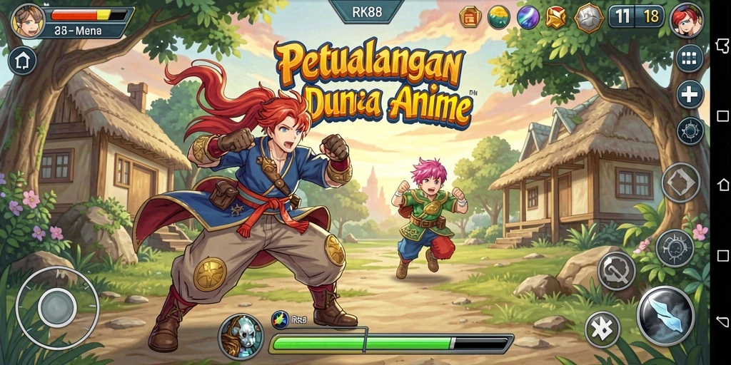 Gameplay <strong>RK88</strong> menampilkan karakter anime dalam aksi seru.