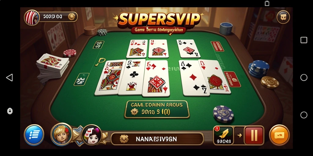 Tampilan gameplay seru dalam aplikasi SUPERSVIP yang menampilkan permainan Domino.