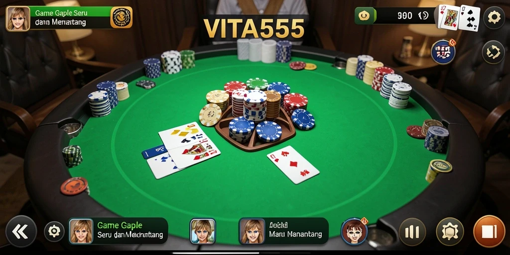 Screenshot VITA555 menampilkan gameplay Gaple yang menarik.